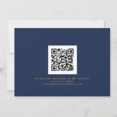 Klassieke minimalistische marineblauw | Goud QR-co Save The Date (Achterkant)