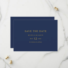 Klassieke minimalistische marineblauw | Goud QR-co Save The Date