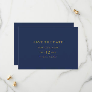 Klassieke minimalistische marineblauw   Goud QR-co Save The Date