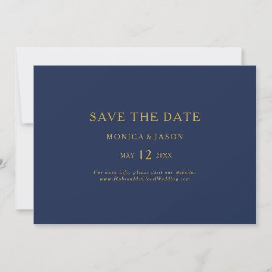 Klassieke minimalistische marineblauw | Horizontaa Save The Date (Voorkant)