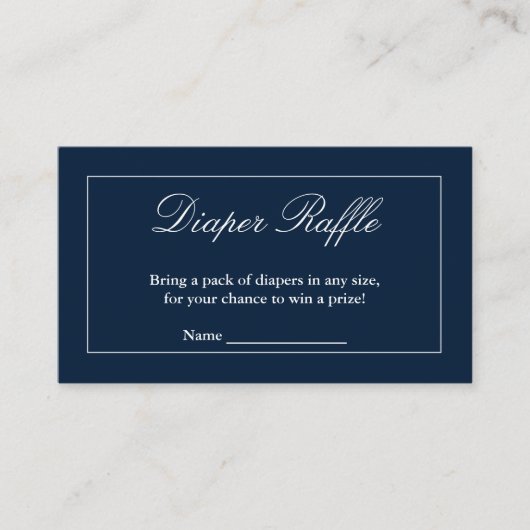 Klassieke minimalistische marineblauw-luieraffle informatiekaartje (Voorkant)