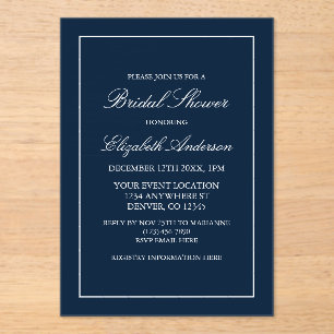 Klassieke minimalistische marineblauw Vrijgezellen Acryl Uitnodigingen