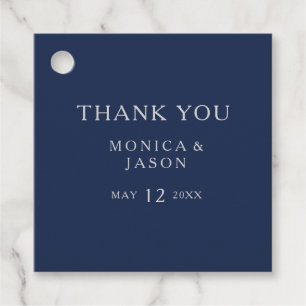 Klassieke minimalistische marineblauw Zilver bed Bedankjes Labels