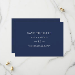 Klassieke minimalistische marineblauw | Zilver hor Save The Date