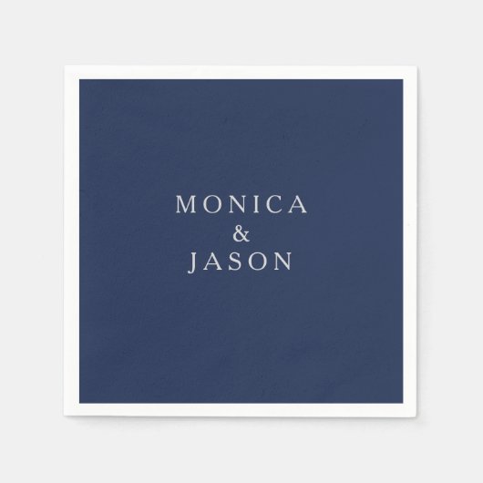 Klassieke minimalistische marineblauw | Zilverwedd Servet (Voorkant)