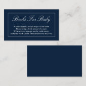 Klassieke, minimalistische marineblauwe boeken voo informatiekaartje (Voorkant / Achterkant)