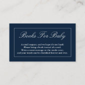 Klassieke, minimalistische marineblauwe boeken voo informatiekaartje (Voorkant)