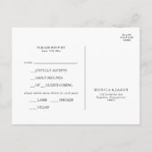Klassieke minimalistische menu Keuze RSVP-kaart (Achterkant)