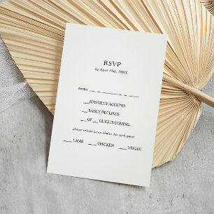 Klassieke minimalistische menu Keuze RSVP-kaart