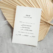 Klassieke minimalistische menu Keuze RSVP-kaart