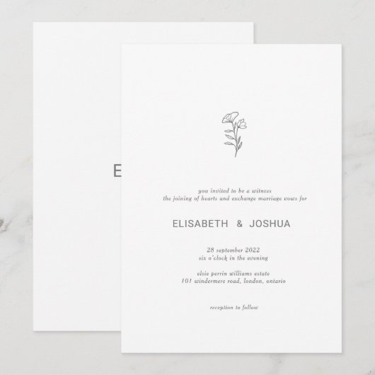 Klassieke minimalistische moderne Katrina uitnodig Kaart (Voorkant / Achterkant)