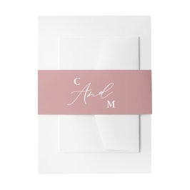 Klassieke minimalistische monogram Blush Pink Wedd Uitnodigingen Wikkel