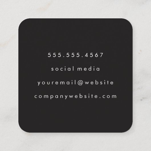 Klassieke minimalistische monogram grijs op wit vierkante visitekaartje (Achterkant)