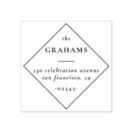 Klassieke Minimalistische Naam Diamond Retouradres Rubberstempel
