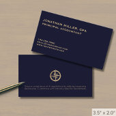 Klassieke minimalistische Navy Blue Gold Logo Visitekaartje