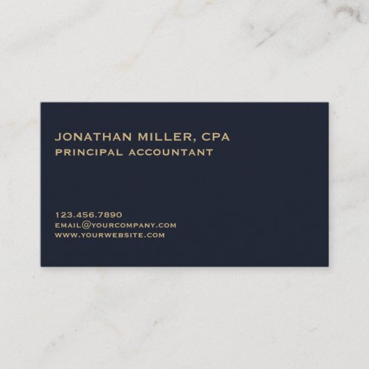 Klassieke minimalistische Navy Blue Gold Seal Logo Visitekaartje (Voorkant)