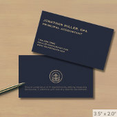 Klassieke minimalistische Navy Blue Gold Seal Logo Visitekaartje