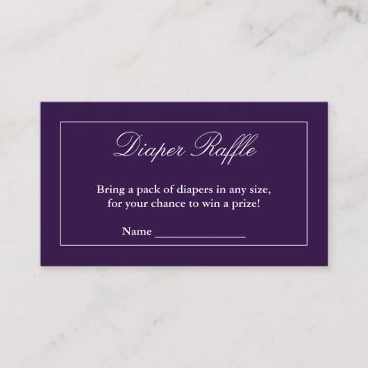 Klassieke minimalistische Paarse luieraffle Informatiekaartje (Voorkant)