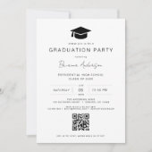 Klassieke minimalistische QR code afstudeerfeest Kaart (Voorkant)