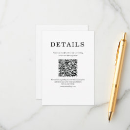 Klassieke Minimalistische Qr eenvoudige Wit & zwar Informatiekaartje