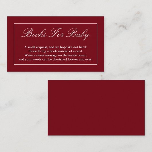 Klassieke minimalistische rode boeken voor Baby Informatiekaartje (Voorkant / Achterkant)