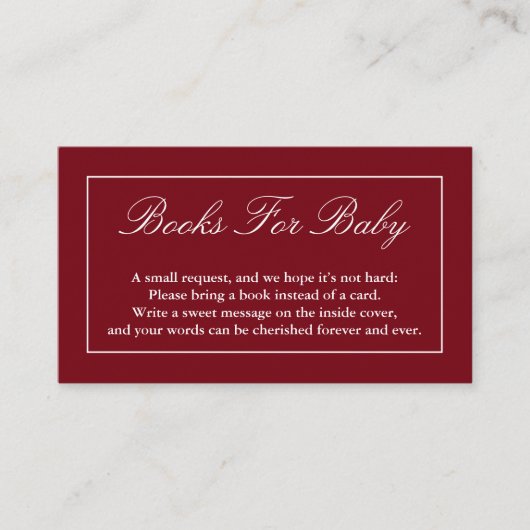 Klassieke minimalistische rode boeken voor Baby Informatiekaartje (Voorkant)