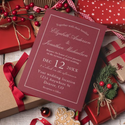 Klassieke minimalistische rode bruiloft kaart