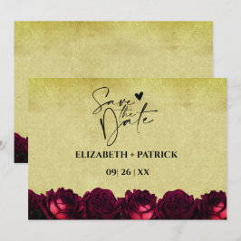 Klassieke minimalistische, rode rozen, vintage save the date