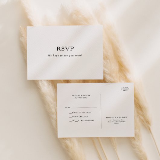Klassieke minimalistische RSVP-Briefkaart Briefkaart