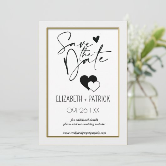 Klassieke minimalistische save-the-date kaart (Staand voorkant)