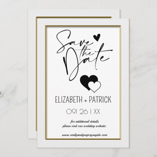 Klassieke minimalistische save-the-date kaart (Voorkant / Achterkant)