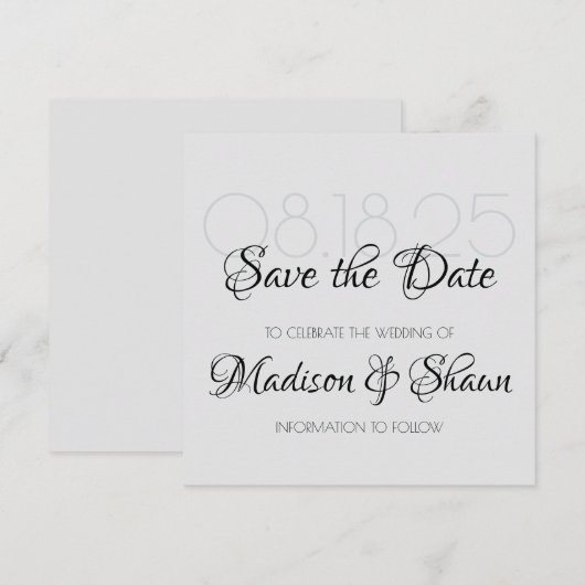 Klassieke Minimalistische 'Save the Date'-kaarten Kaart (Voorkant / Achterkant)
