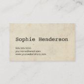 Klassieke  minimalistische schrijfmachine visitekaartje (Achterkant)