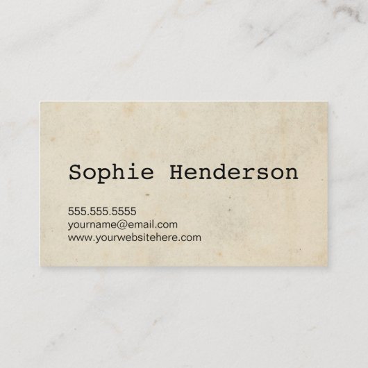 Klassieke  minimalistische schrijfmachine visitekaartje (Achterkant)