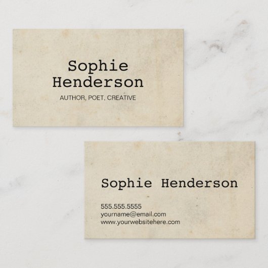 Klassieke  minimalistische schrijfmachine visitekaartje (Voorkant / Achterkant)