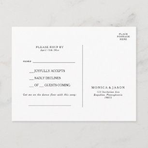 Klassieke minimalistische Song Request RSVP Briefk Briefkaart