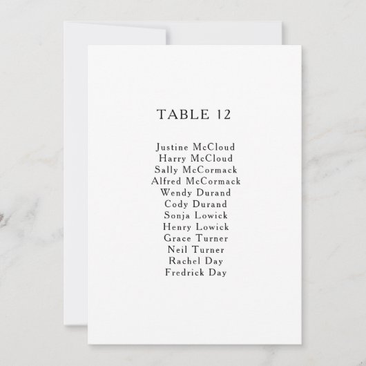 Klassieke minimalistische tabel met het aantal zit (Voorkant)