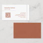 Klassieke Minimalistische Terracotta Line QR-code Visitekaartje (Voorkant / Achterkant)