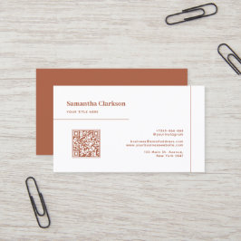 Klassieke Minimalistische Terracotta Line QR-code Visitekaartje