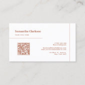 Klassieke Minimalistische Terracotta Line QR-code Visitekaartje (Voorkant)