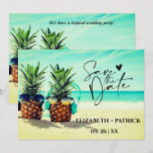 Klassieke minimalistische, tropische strand save the date (Voorkant / Achterkant)