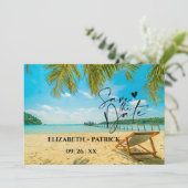 Klassieke minimalistische, tropische strand save the date (Staand voorkant)