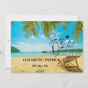 Klassieke minimalistische, tropische strand save the date
