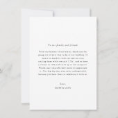 Klassieke Minimalistische Trouwfoto Dank u kaart (Achterkant)