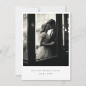Klassieke Minimalistische Trouwfoto Dank u kaart (Voorkant)