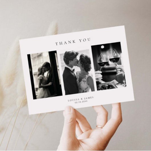 Klassieke Minimalistische Trouwfoto Dank u kaart