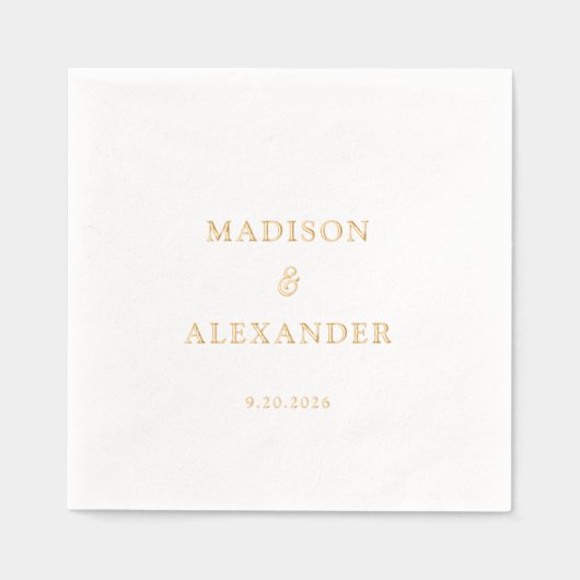 Klassieke Minimalistische Trouwgoud Folie Gestempe Folie Servetten (Voorkant)
