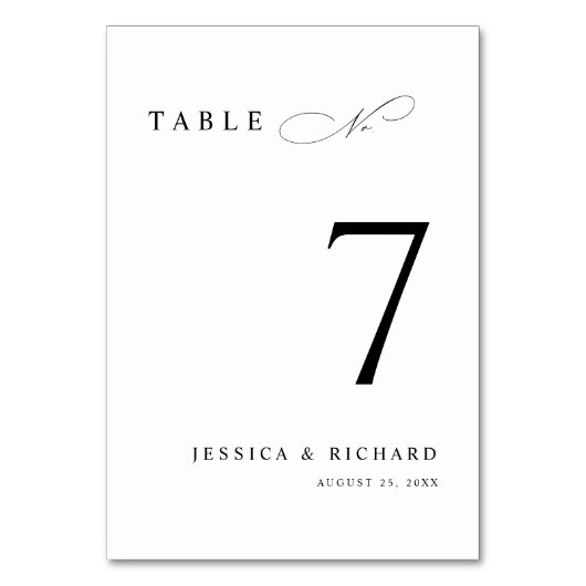 Klassieke Minimalistische Trouwtafel Nummer Kaart (Voorkant)