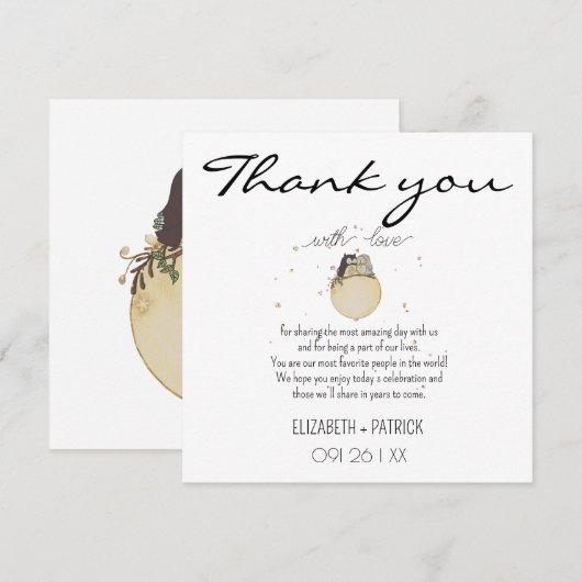 Klassieke minimalistische ,uilen in liefde  bedankkaart (Voorkant / Achterkant)