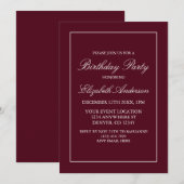 Klassieke minimalistische uitnodiging aan Burgundy (Voorkant / Achterkant)